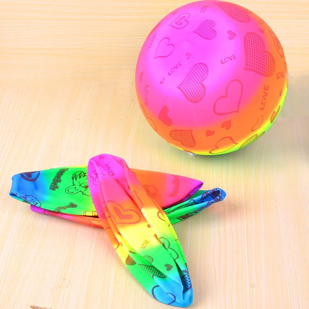 6 Inflatable Beach Balls Rainbow Ball Plastic Volleyball Play Kids Pool Birthday 