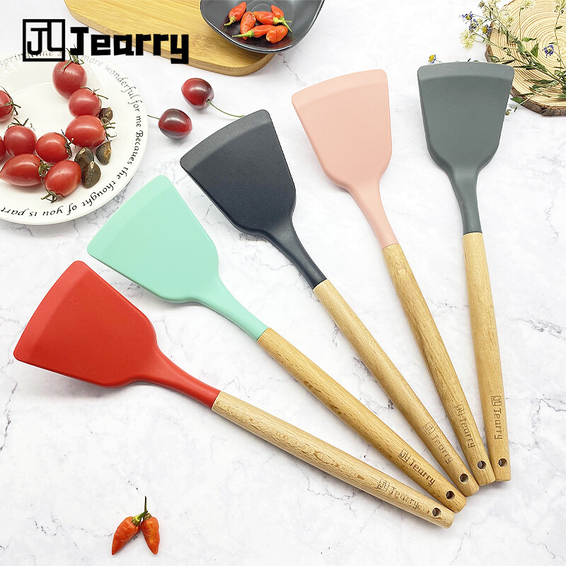 Jearry Rắn Tay Cầm Bằng Gỗ Xử Lý Trung Quốc Xẻng Turner Cho Không Dính Chảo Đồ Dùng Nhà Bếp Nhiệt Chịu Mài Mòn Không Dễ Dàng Để Làm Biến Dạng Đồ Dùng Nhà Bếp