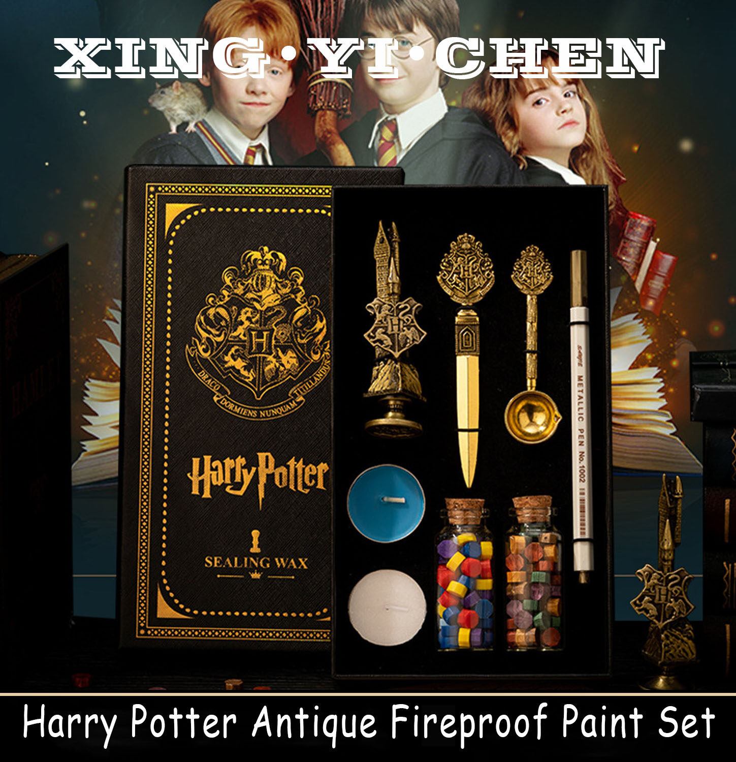 Xing · yi · chen- bộ đồ sơn chống cháy harry potter phong cách châu âu phong cách retro con dấu niêm phong phong phong bì con dấu kou la bộ quà tặng biểu tượng anime chữ greetered wax niêm phong hạt sáp niêm phong con dấu tài khoản tay con dấu sổ t