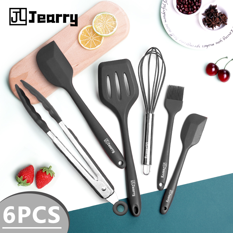 Jearry dụng cụ làm bánh 6pcs trứng whisk phết bộ thìa trộn silicon kẹp thức ăn bộ dụng cụ nấu nướng dụng cụ làm bánh