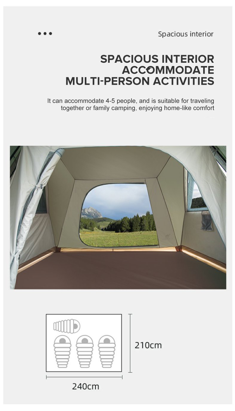 CAMELCROWN Outdoor Camping automatic Quick Build tent Large Capacity 3-4 Persons tent Large Space · v21
