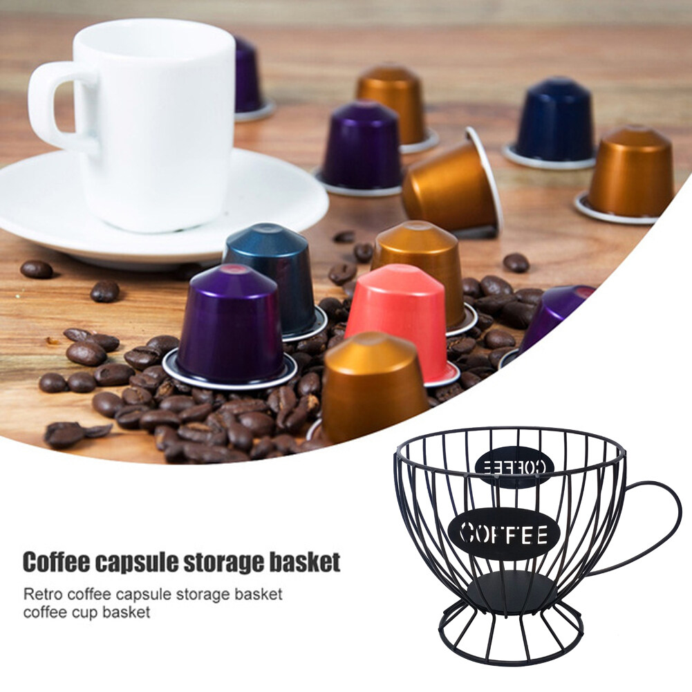 Nordic Iron Art Coffee Hollowed Capsule Storage Basket Coffee Cup Pod Organizer 