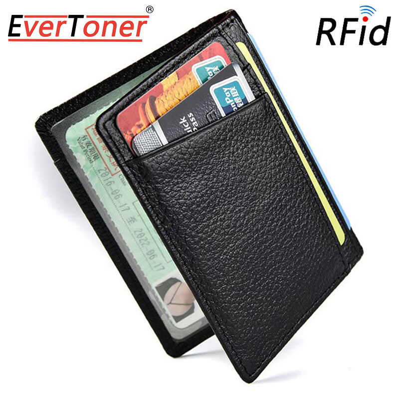  Ví RFID Mềm Mỏng Thời Trang Thẻ Tín Dụng Bằng Da Thật Người Đàn Ông Kinh Doanh Ví Purse Chủ Sở Hữu Thẻ Túi Đựng Thẻ Nhỏ Mỏng 