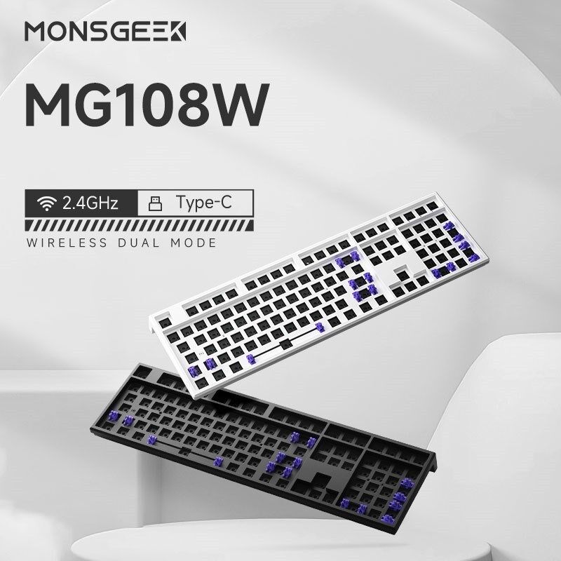 Bộ bàn phím chính hãng akko monsgeek mg108w Bộ bàn Bàn phím chơi game cơ trao đổi nóng 108 phím chế độ kép USB 2.4Ghz