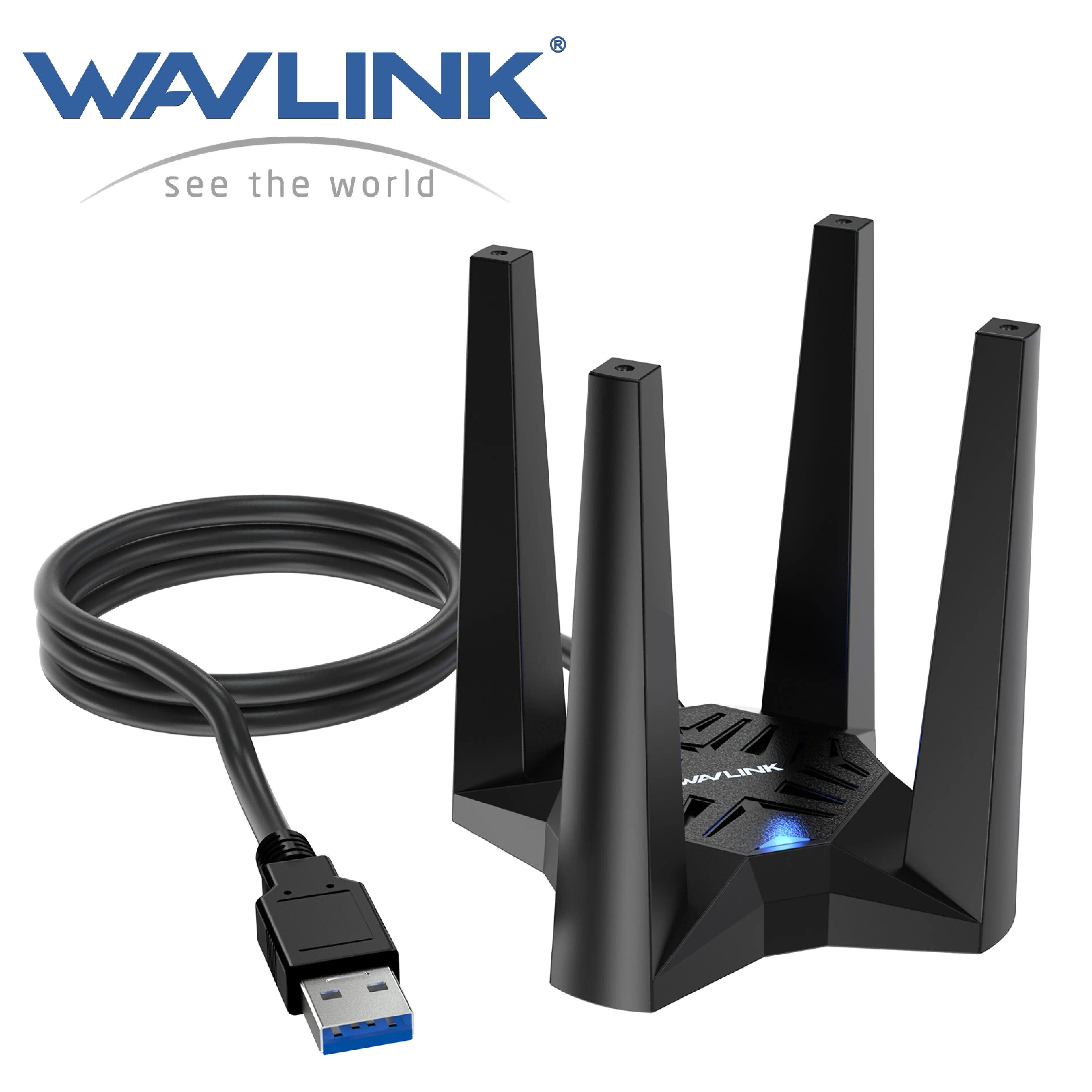 WAVLINK USB WiFi 6 Adapter, AX1800 USB 3.0 WiFi Dongle for PC, Dual Band 5Ghz(1201Mbps)+2.4Ghz(574Mbps), MU-MIMO, Beamforming, WPA3 Encryption, 4x3dBi Antennas, Built-in Driver, Support Windows 11/10