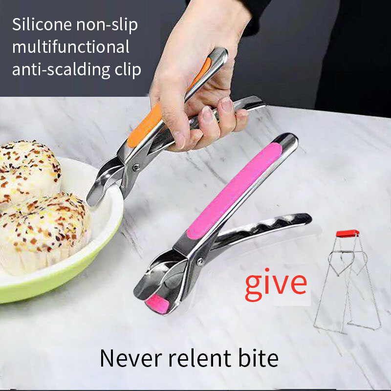 Gambar Anti scald Clip Holder Stainless Steel Anti slip Tongs Bowl Plate Clamp Anti scald Plate bowl holder