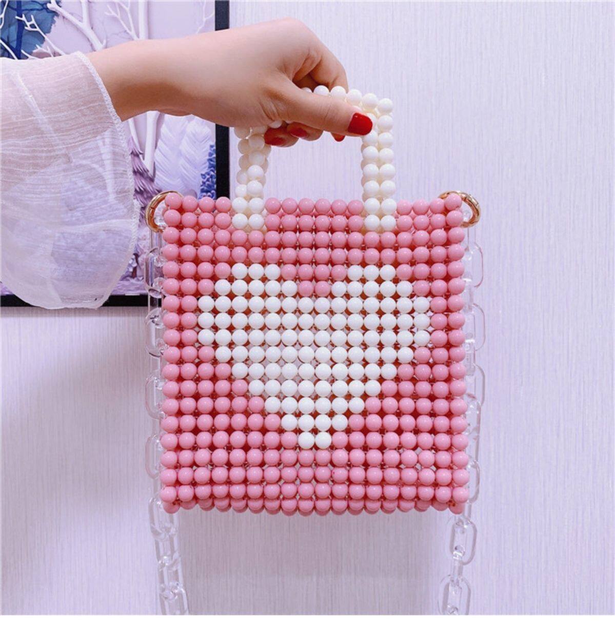 New handmade beaded bag woven bag diy material bag female ins All-match Internet celebrity shoulder bag homemade gift