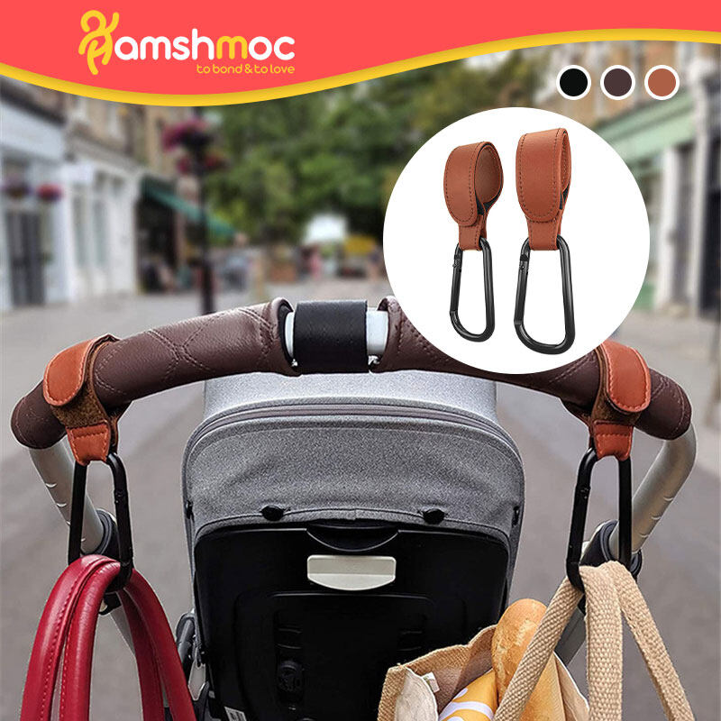 Hamshmoc 1 Piece Baby Stroller Hook Leather Multifunction Trolley Pram