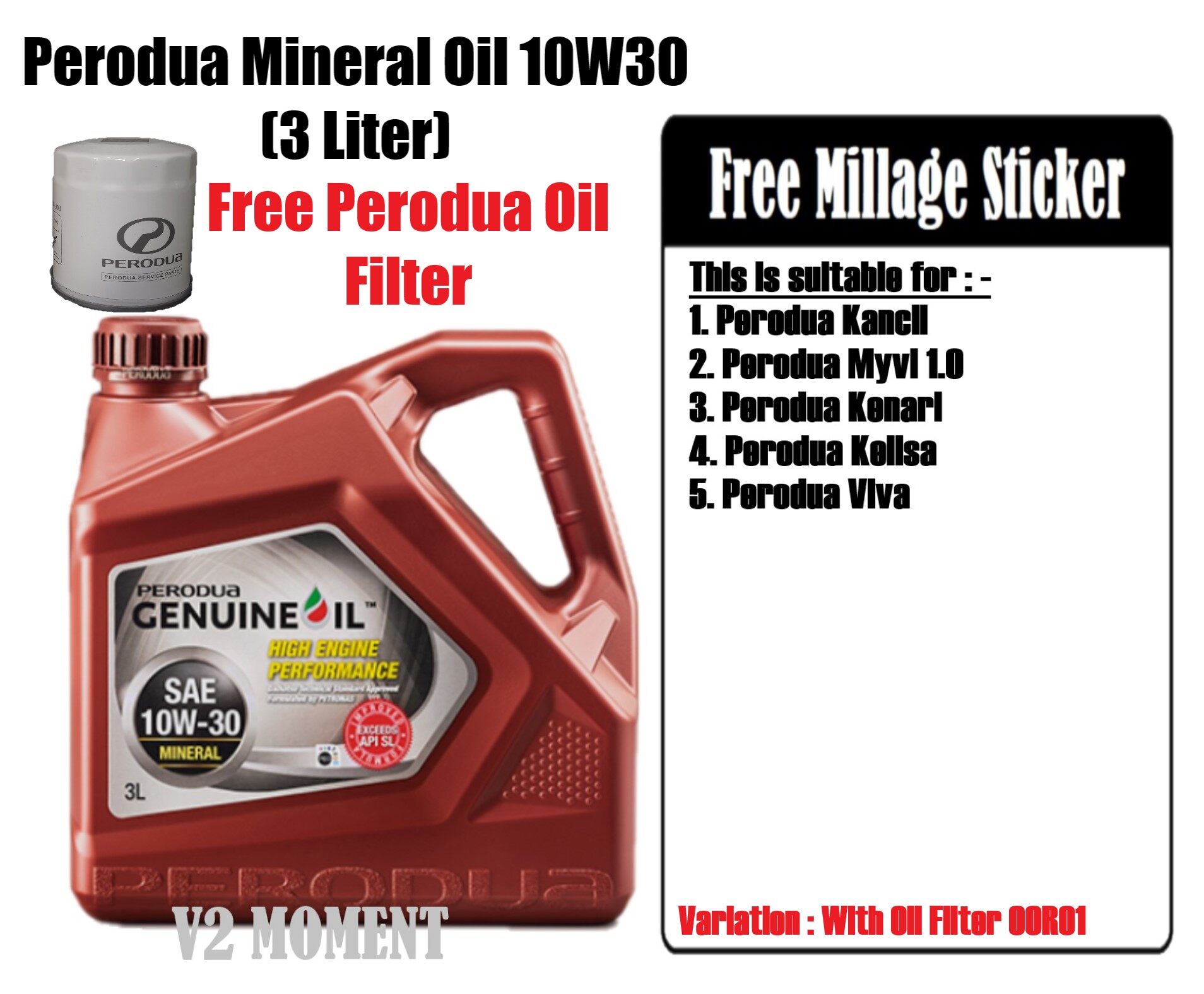 Perodua Mineral Oil 10w30 3L With Variation With Oil Filter Only Oil