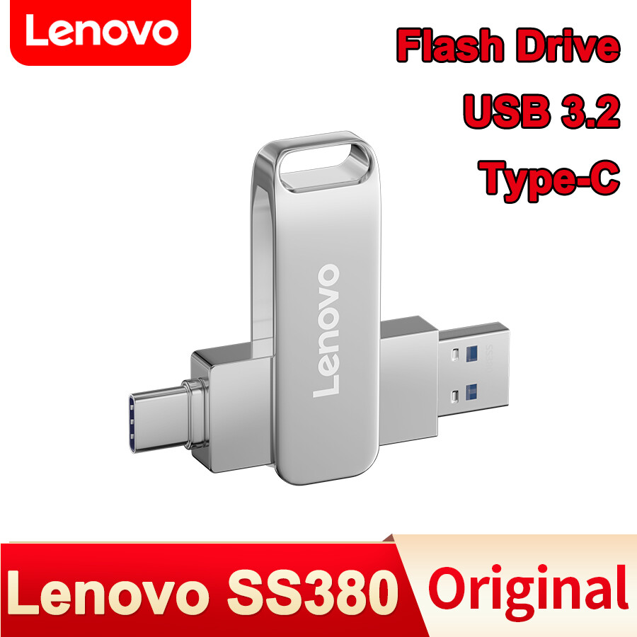 Lenovo SS380 USB 3.2 Flash Drive Metal High-Speed Pen Drive 32GB 64GB 128GB Waterproof Type-C Usb PenDrive For Computer Storage Devices ราคา 239 บาท*ส่งฟรี