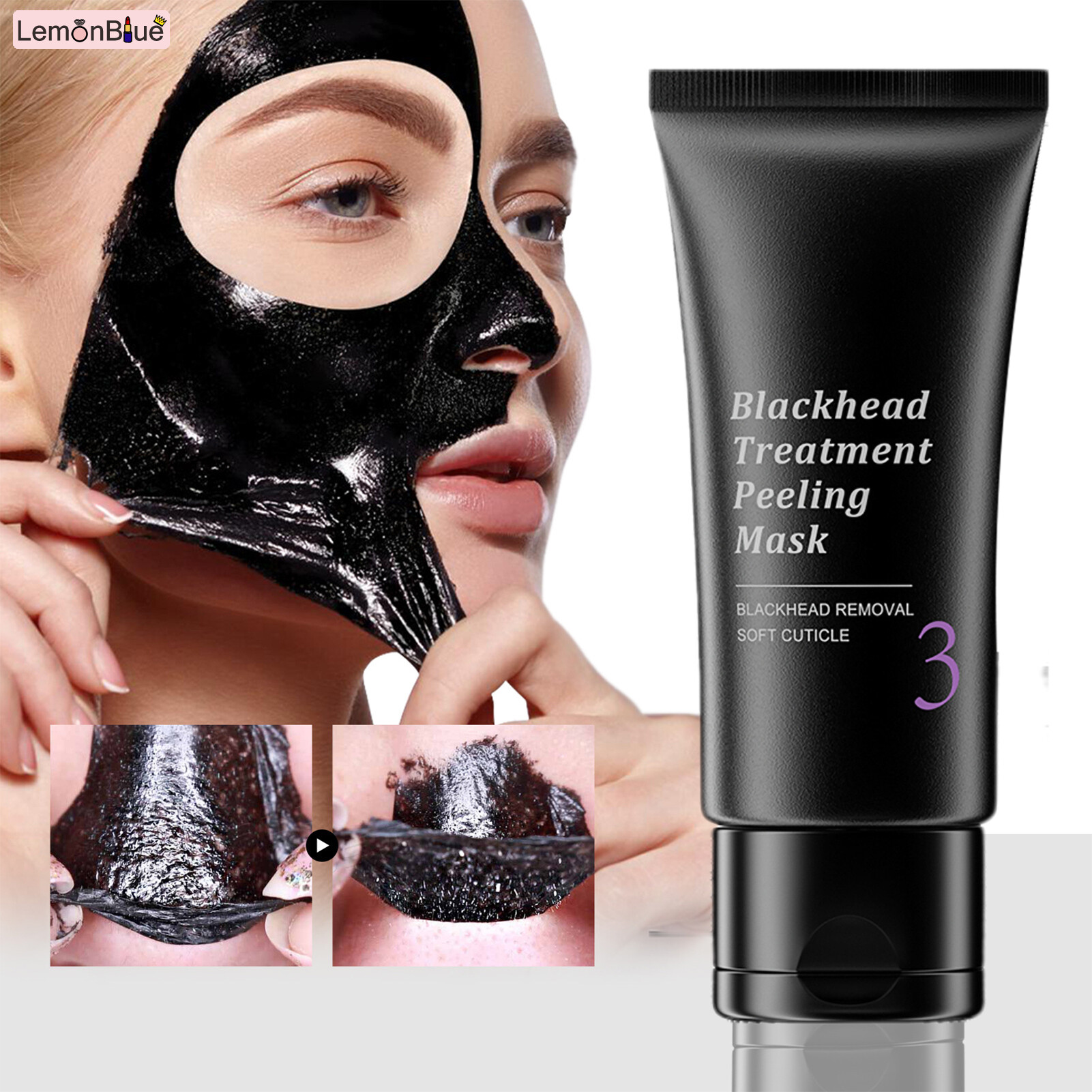 Gambar LemonBlue Blackheads Removal Masque Anti Acne   Oil Control Deep Pore Cleansing Masque Face Care Supplies Charcoal Extract Tear Off Mask Facial Nursing Care Masque