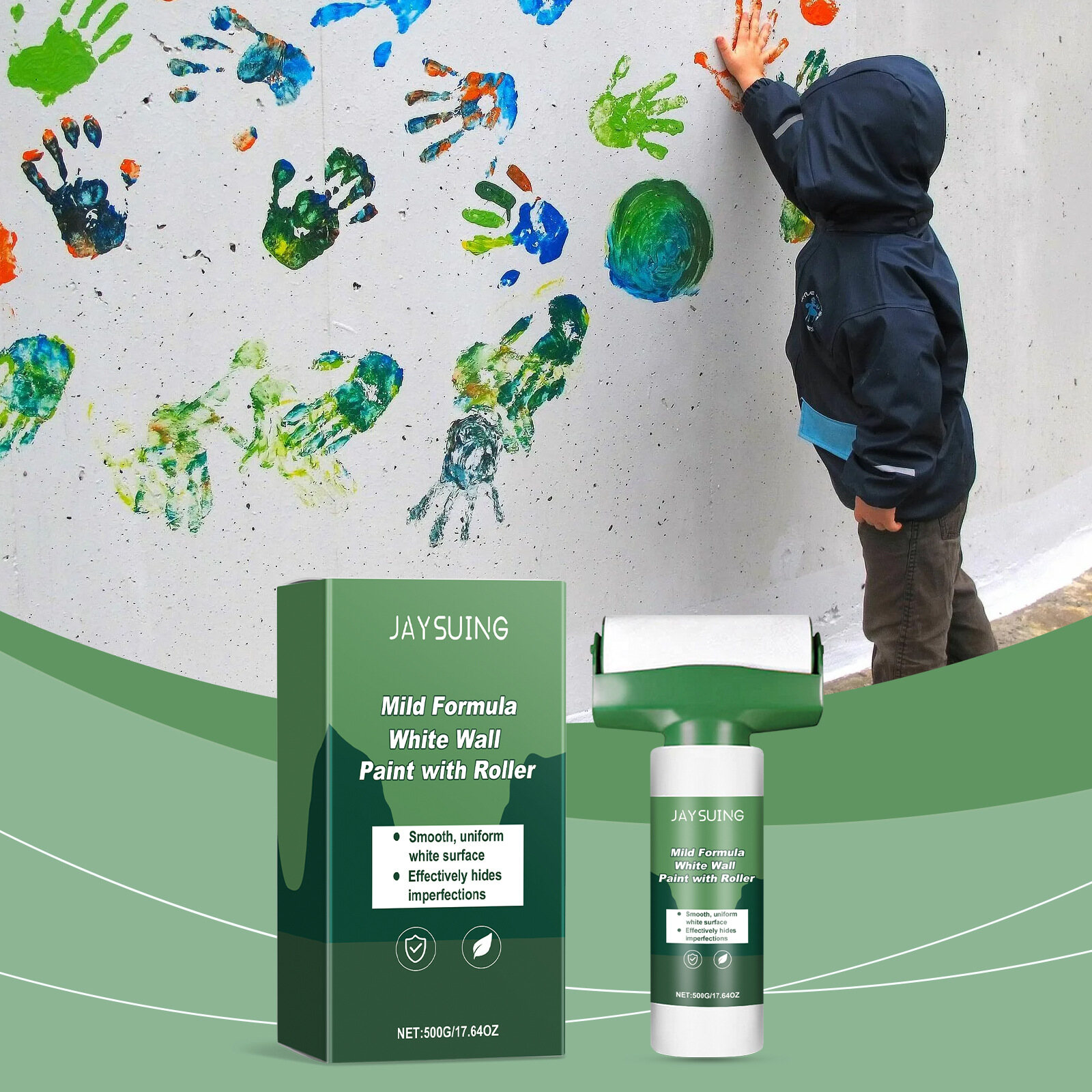 JAYSUING Wall Repair Roller Paint White Water Based Latex Paint Color Roller Large Roller Brush Repair Paint Wall Repair Tool for Tile White Wall Paint Roller Household Supply Cleaning Tool Water Based Latex Paint roller Small Wall Repair Roller Paint ราคา 278 บาท*ส่งฟรี