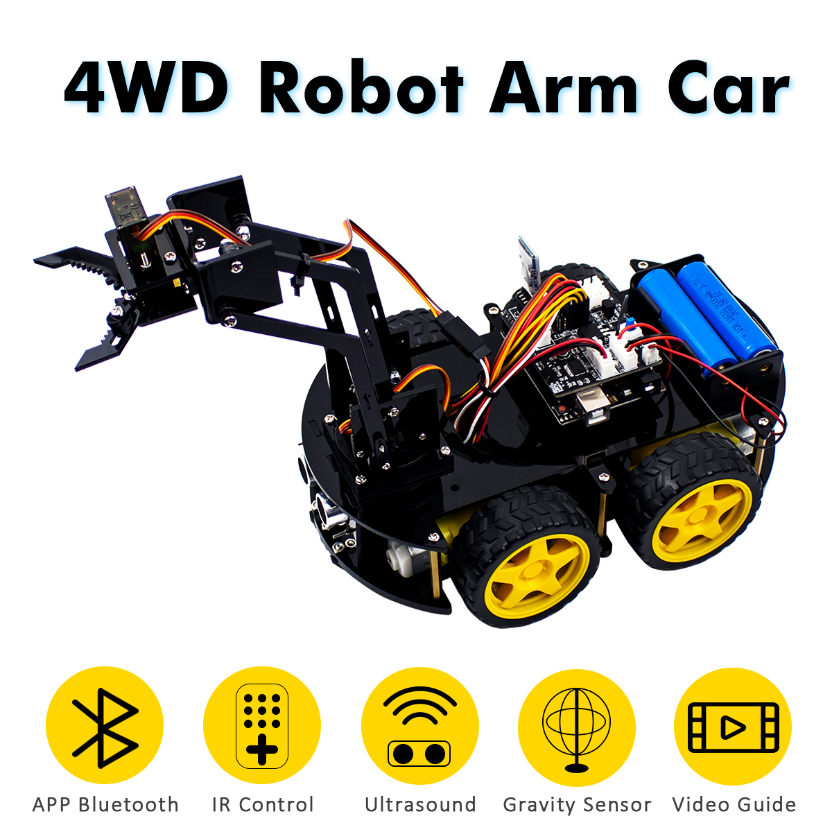 LAFVIN Mechanical 4WD Robot Arm Car Kit for Arduino Smart Robot