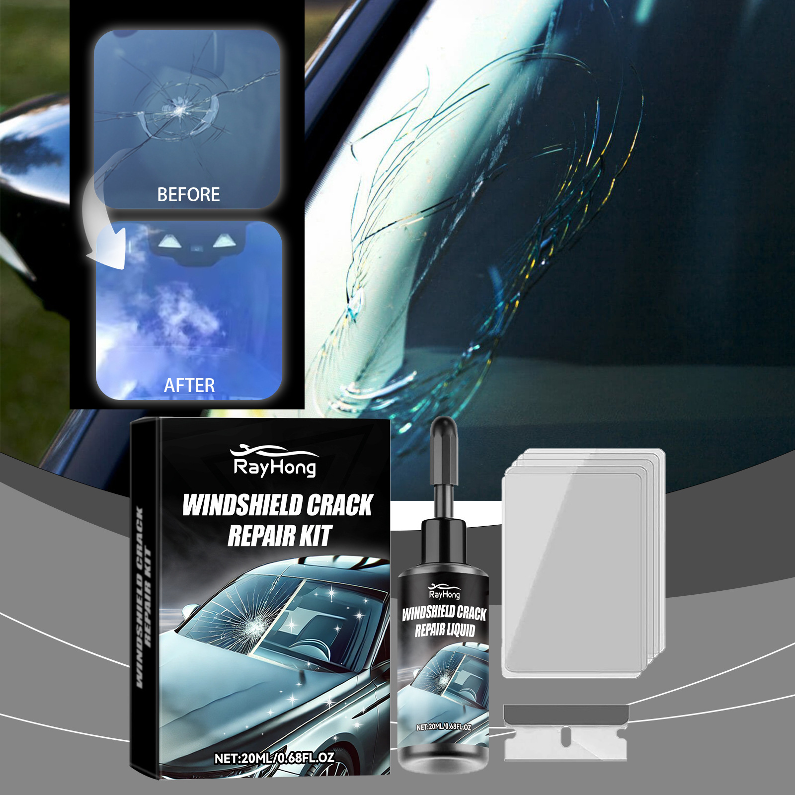 JAYSUING Car Glass Scratch Repair Fluid Agent Set Windscreen Window Glass Nano Scratch Crack CrackResin Repair Agent Tools Auto Accessory Car Windshield Cracked Repair Fluid DIY Glass Nano Repair Tool Auto Window Windscreen Glasses Scratch Crack Restore ราคา 132 บาท*ส่งฟรี