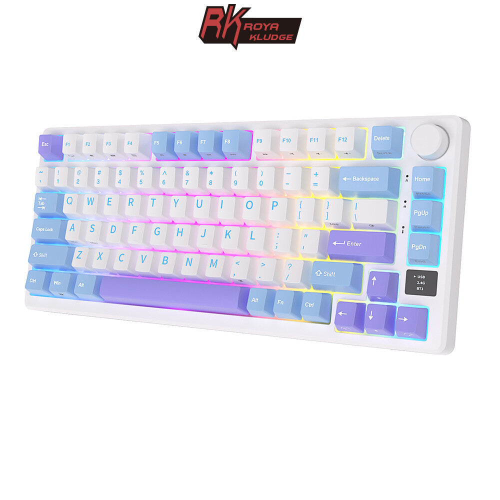 RK ROYAL KLUDGE M75 Wireless Gaming Keyboard RGB Gasket Mounted Hot-Swappable Mechanical Keyboard with Smart Display & Knob PBT Keycap 81 Keys 2.4GHz/Bluetooth/USB-C Wired Keyboard Harga 274 Ringgit*Penghantaran Percuma