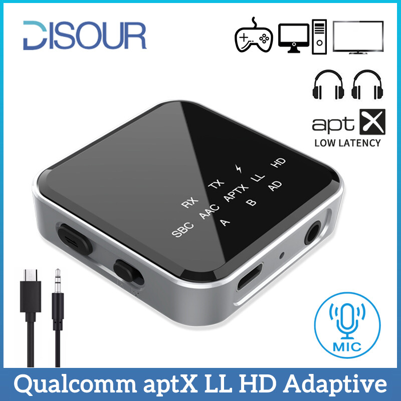 Disour bộ thu phát qualcomm bluetooth 5.2 chính hãng bộ chuyển đổi âm thanh không dây đa điểm aux 3.5mm thích ứng aptx ll hd 2 trong 1 dongle cho máy vi tính t v bộ phụ kiện xe hơi máy tính xách tay