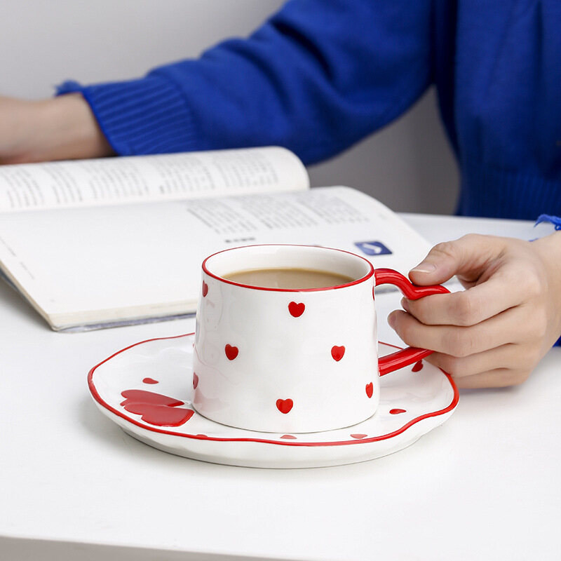 Gambar Cute Girly Heart Afternoon Tea Set Water Cup Pot Ins Snack Plate Coffee Cup Creative