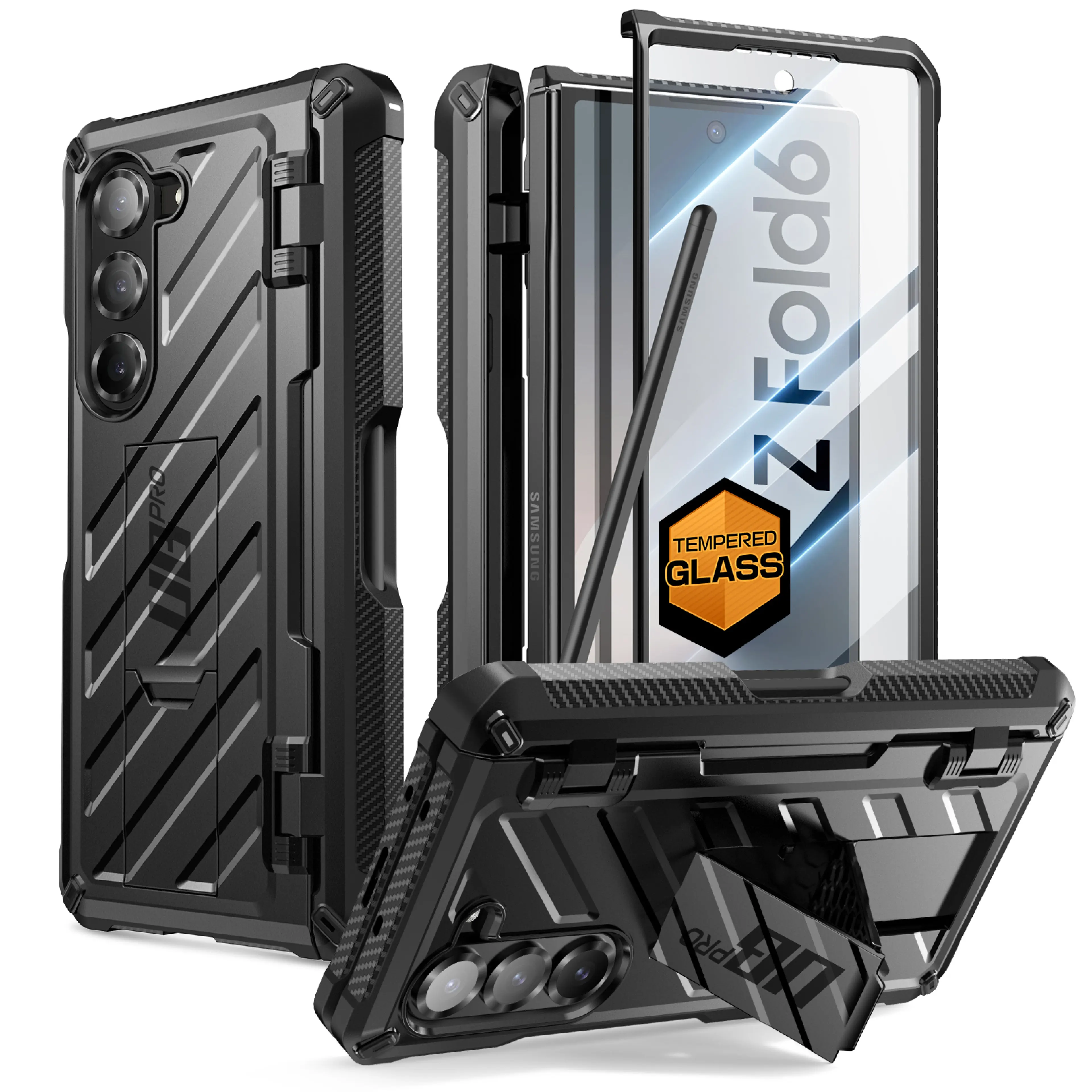 SUPCASE UB Pro Case for Samsung Galaxy Z Fold 6 Cover Built In Tempered Glass Screen Protector Hinge Protection Kickstand Phone Case 360° Full Shockproof Cover with S Pen Holder