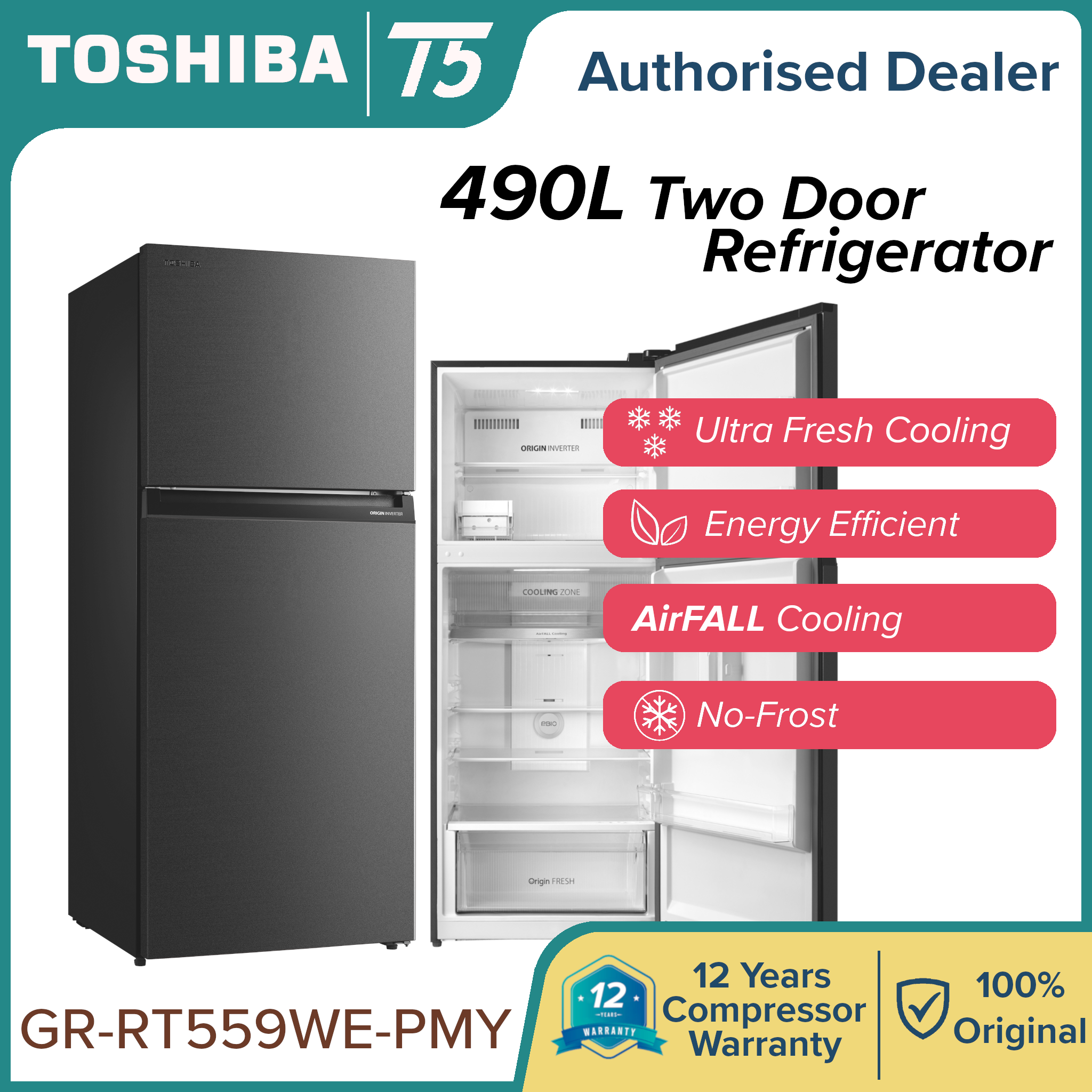 toshiba fridge 490l