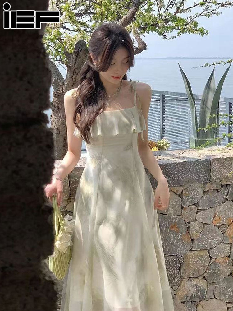 IEF Women's dress,Women's Dresses Ruffle Floral Sleeveless Dress Strapless Design Maxi Dress, 2024 ราคา 142 บาท*ส่งฟรี