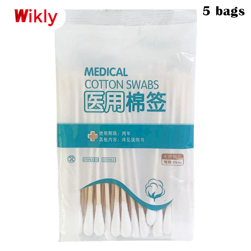Gambar Wikly 50pcs Pack Cotton Swab Applicator with Wooden Handles for Cleaning Oil Makeup Remover Cotton Swab Disposable Cotton Swab Applicator For Cleaning Makeup Remover With Wooden Handles