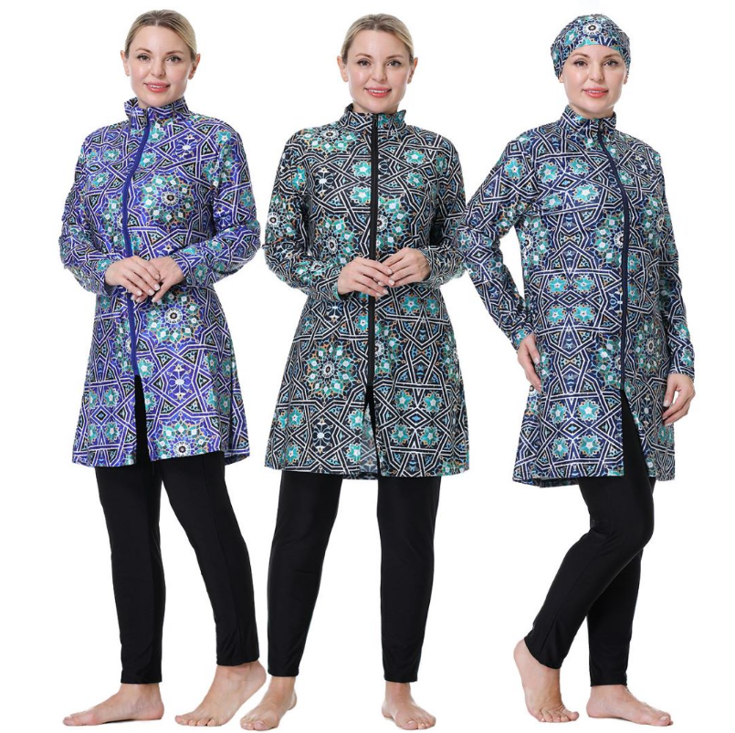 New Muslim Swimwear Women Swimming Suit With Cap Big Plus Size Islamic Muslimah Swimsuit