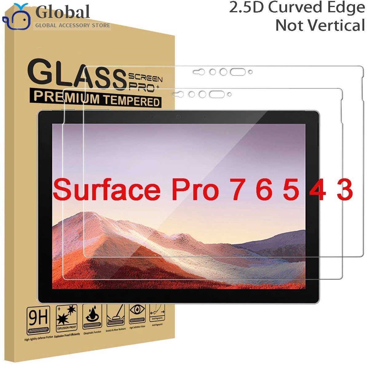 2 chiếc kính cường lực bảo vệ màn hình cho surface pro 8/pro 7/pro 6/pro 5/pro 4/pro 3 cao cấp hd trong suốt 9h cứng