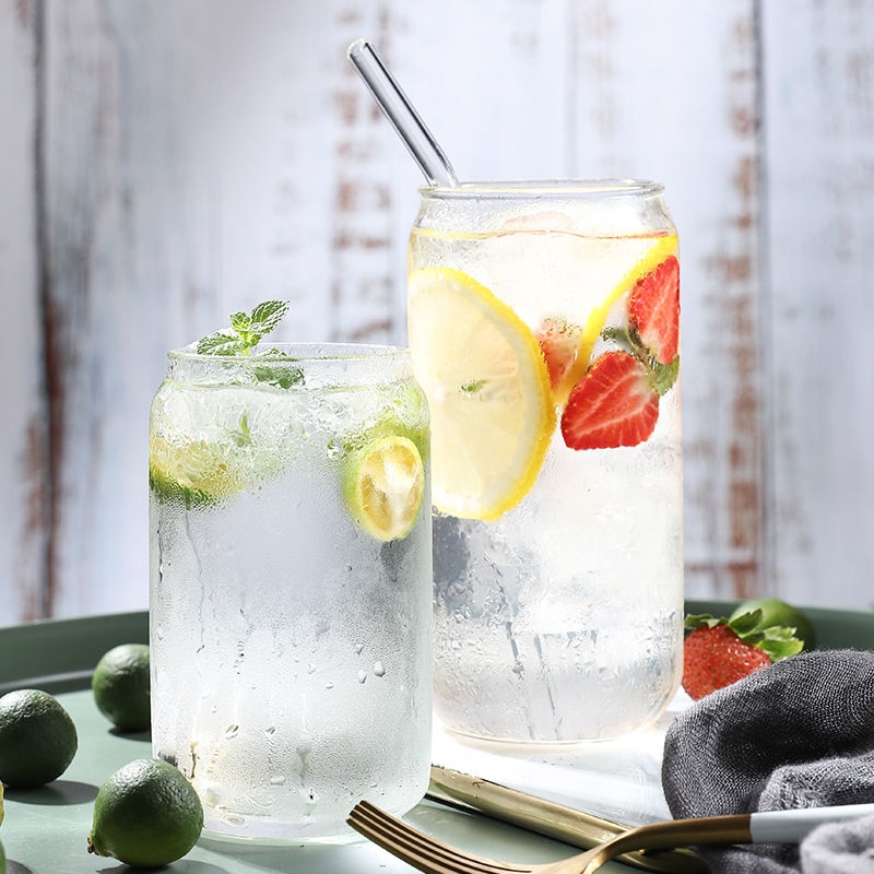Gambar high quality Glass ins web celebrity cola cup heat resistant explosion proof juice glass tea glass transparent