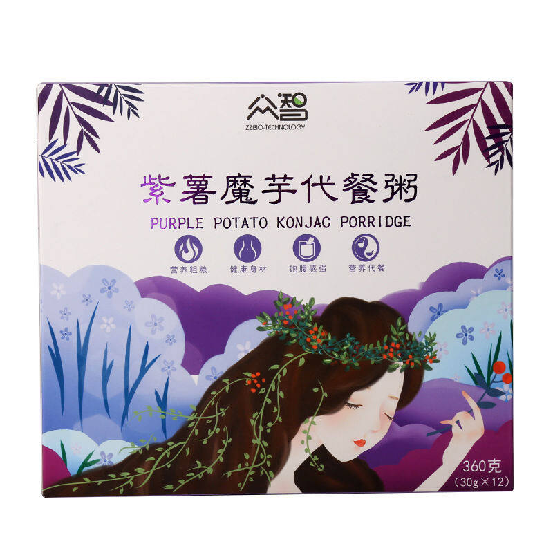 Gambar [High quality, fast delivery]Zhongzhi konjac porridge, purple potato, five grains, meal meal powder, cereal, oatmeal, breakfast