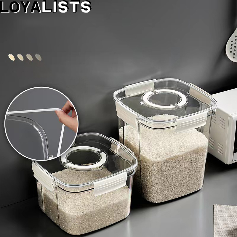 Loyalists thùng đựng gạo hộp đựng gạo dung tích lớn kín trong suốt gia dụng nhà bếp có nắp đậy