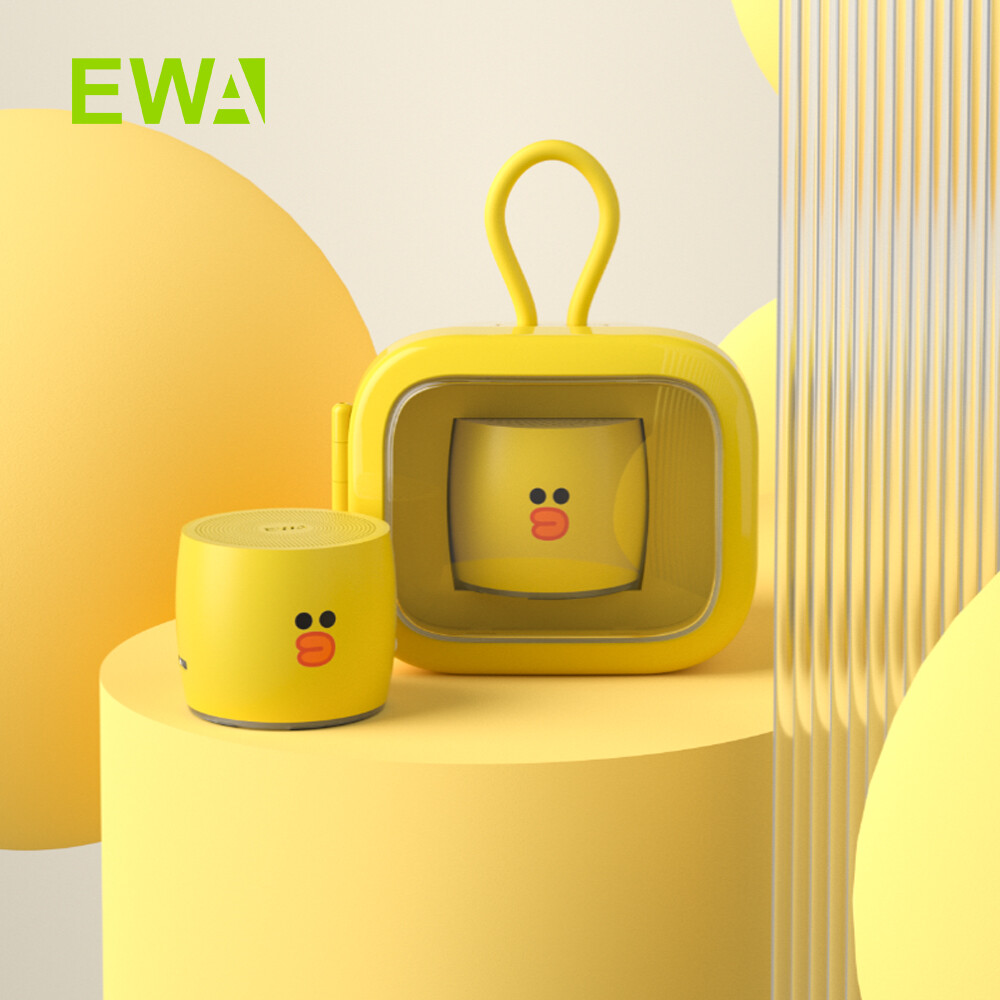 Ewa line loa bluetooth không dây a103 loa kim loại chơi siêu dài âm trầm cầm tay mini usb 5.0 thiết bị điện tử di động màu vàng