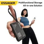Essager 60W đa chức năng Cáp chuyển đổi hộp lưu trữ 3A nhanh Cáp sạc đa chức năng Type-C Micro iPhone Bộ chuyển đổi phích cắm hộp lưu trữ cho loại C Lightning Micro USB một cáp khung hộp lưu trữ với Sim và TF khe đựng thẻ