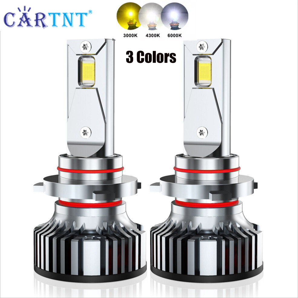 Cartnt 1 cặp đèn pha led xe hơi 3 màu 120w 24000lm h1 h3 h7 h8 h9 h11 9005 9006 hb3 hb4 h4 đèn sương mù ba màu 3000k 4300k 6000k