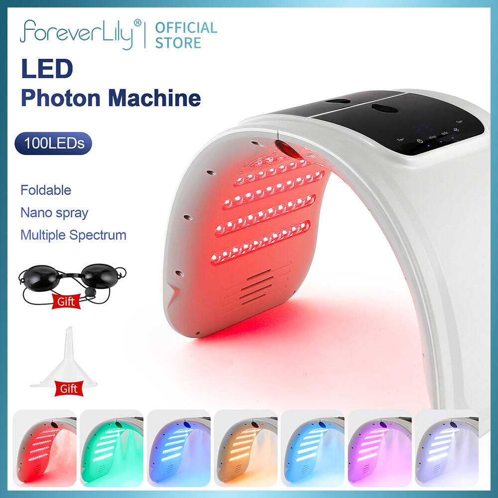 foreverlily 7 Colors PDT LED Face Mask Light Therapy Beauty Machine Nano Spray LED Photon Machine Photon Facial Phototherapy Skin Care Machine Facial light Glowing Skincare ราคา 1,199 บาท*ส่งฟรี