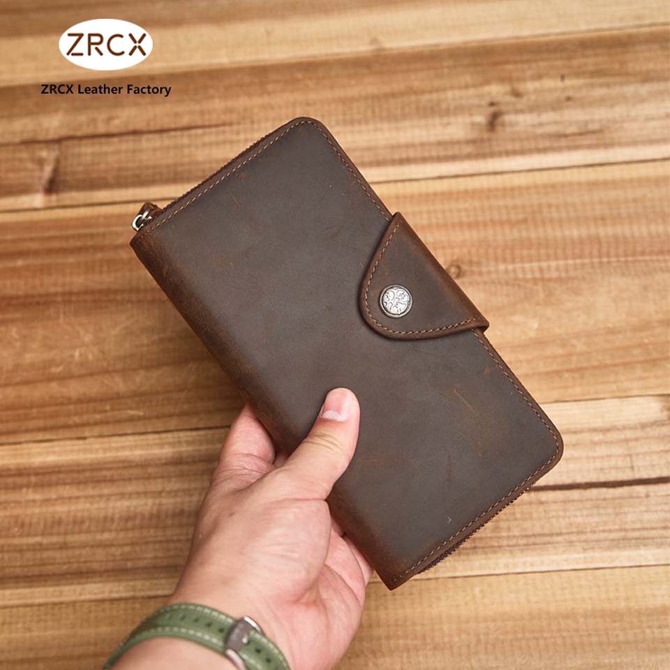 Genuine Leather Wallet Men Long Wallet Genuine Cowhide Leather ZRCX ราคา 430 บาท*ส่งฟรี