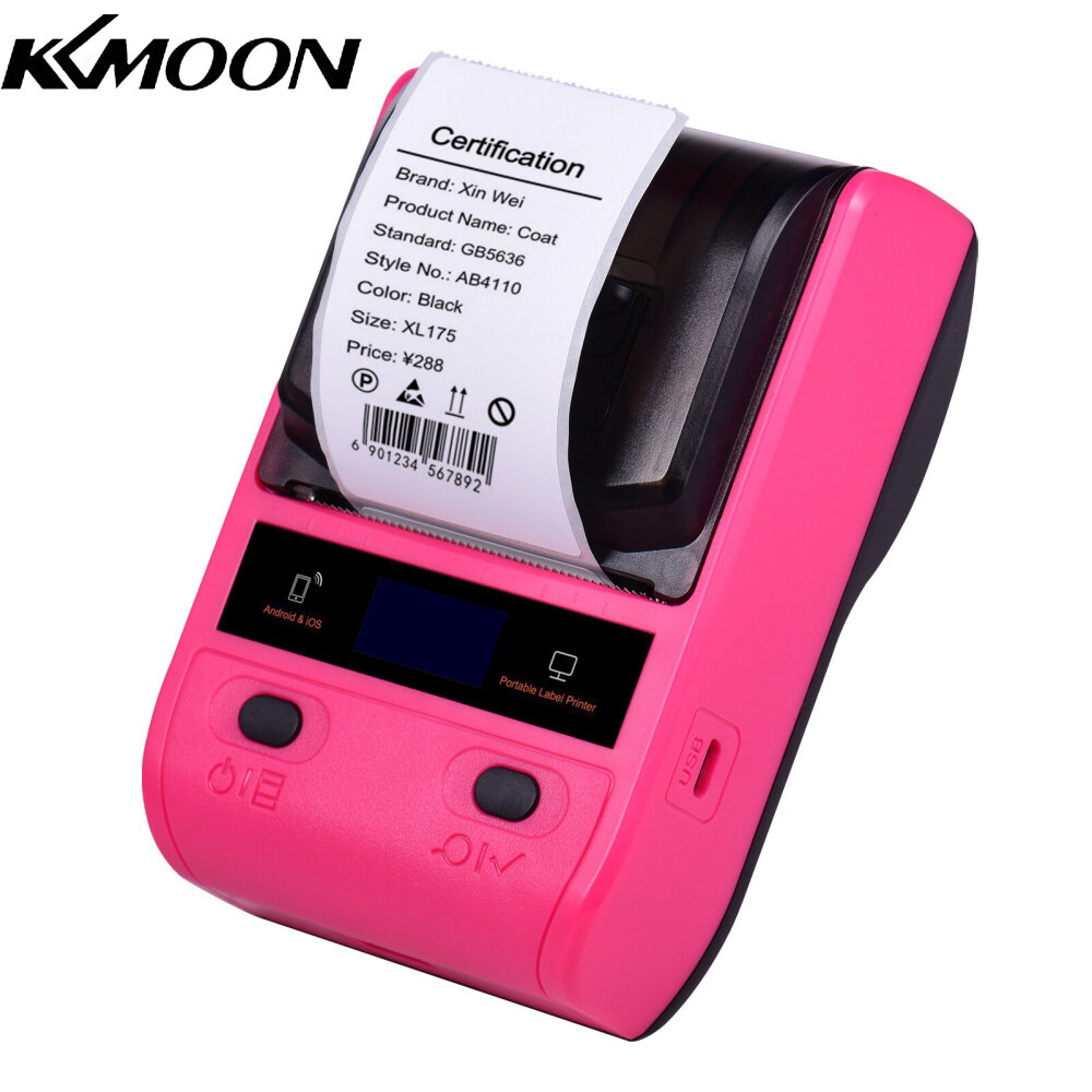 Kkmoon máy in nhiệt xách tay dp23 58mm máy in chuyển phát nhanh không dây để vận chuyển nhãn giá trọn gói kết nối bluetooth nfc usb hỗ trợ lệnh esc/pos 1d 2d nhãn địa chỉ mã vạch tương thích với windows android ios windows