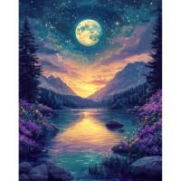 RUOPOTY moon Paint By Numbers Hand Painting Pictures By Numbers Landscape Modern Home Decor Drawing Kit