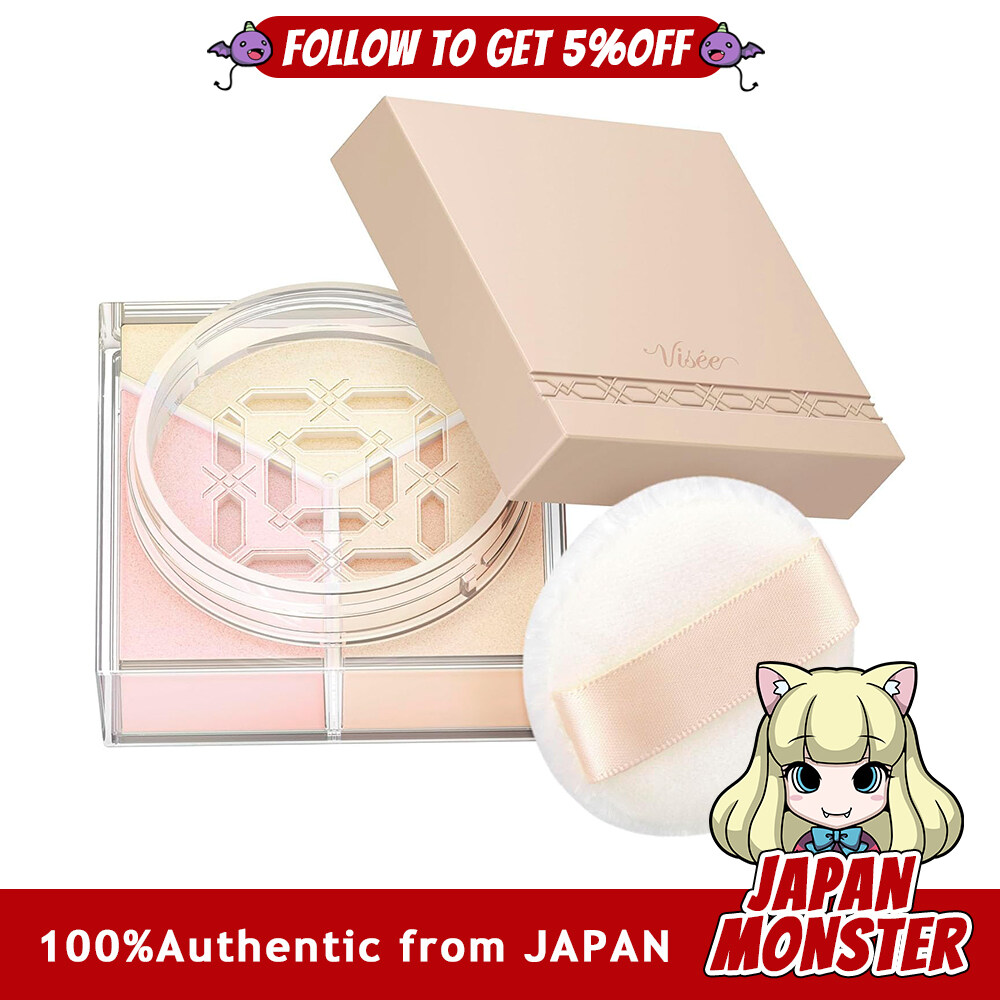 Kose Visee Trinitas Glow Powder 02 Warm Veil Face Powder Gives a healthy glow prevents sebum build-up, prevents makeup from coming off, covers pores, tones up, 5.5g Japan