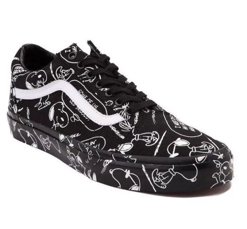 vans x peanuts old skool snoopy black skate shoes