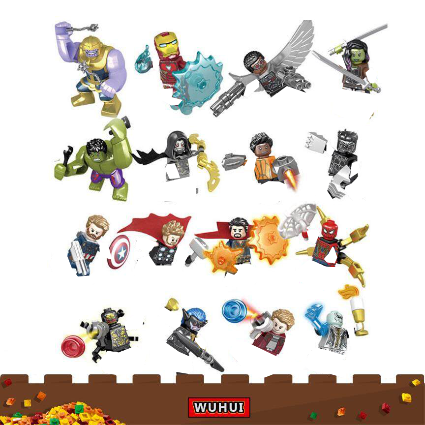WUHUI Bộ Đồ Chơi Mô Hình Nhân Vật Siêu Anh Hùng Marvel 16 Cái,  Đồ Chơi Xây Dựng Khối Hunk Sắt Người Đàn Ông Xây Dựng Gạch Đồ Chơi Trẻ Em Mầm Non 3 Tuổi Tương Thích Với Tất Cả Các Thương Hiệu