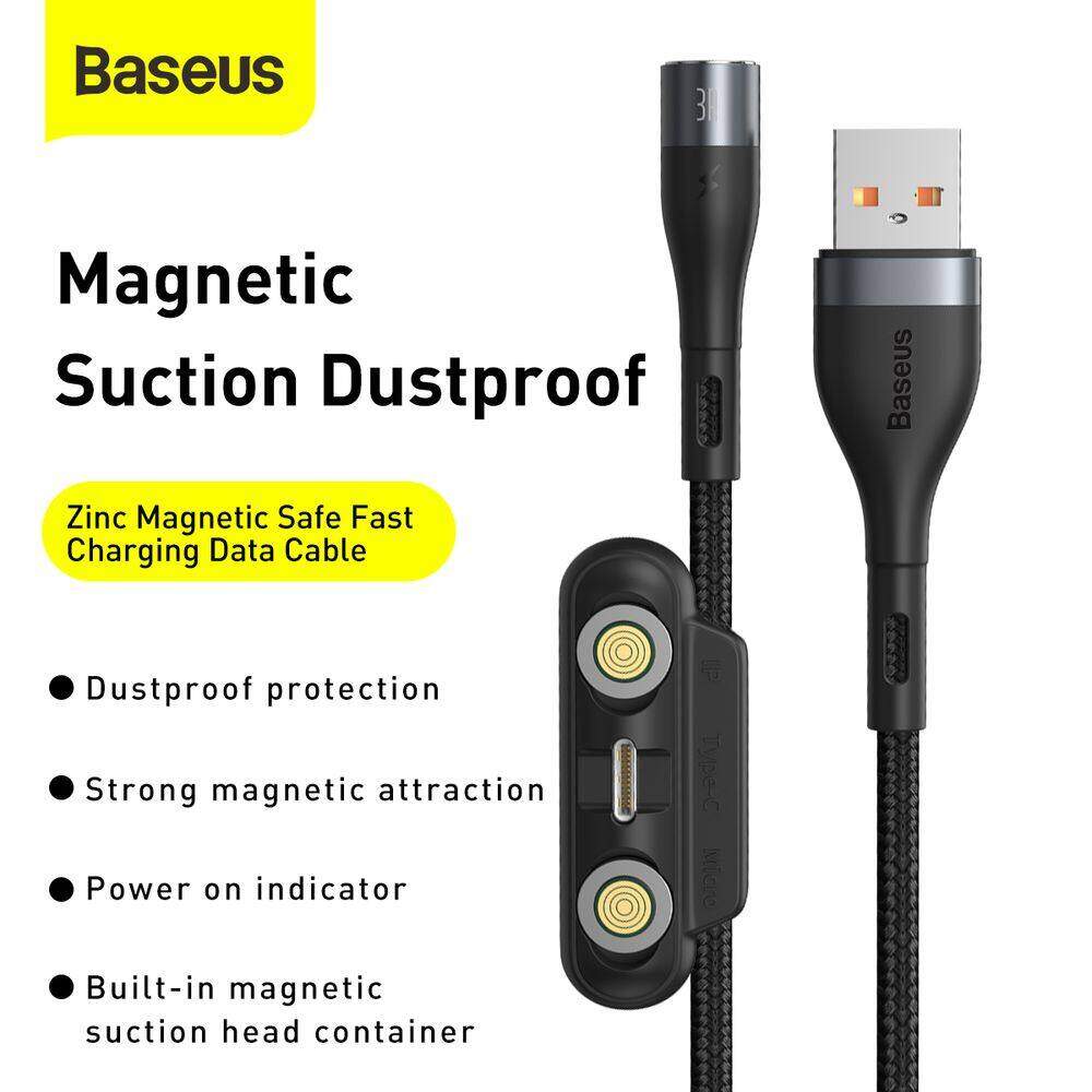 Baseus Zinc Magnetic 3-in-1 Cable Lightning/ Type-C/ Micro Fast Charge ...