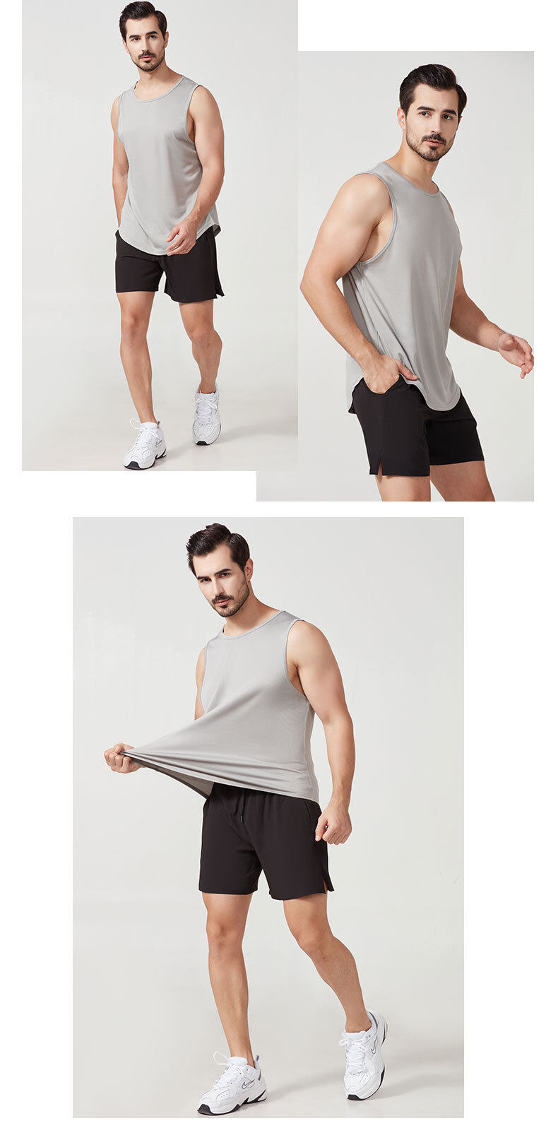 Sportbekleidung Outdoor Marathon Running Fiess Weste Shorts Set für Herren_voghion.com