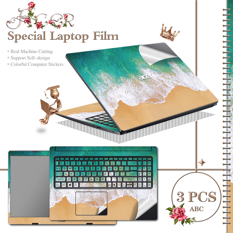 Easy Stick Laptop Skins Custom Green Sea Laptop Film for Acer Laptop E1 432