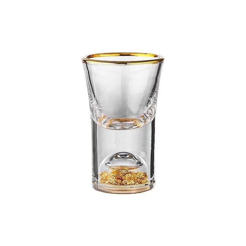 Gambar high quality Creative foil wine cup wine jinshan points set transparent crystal glass liquor cup two a cup
