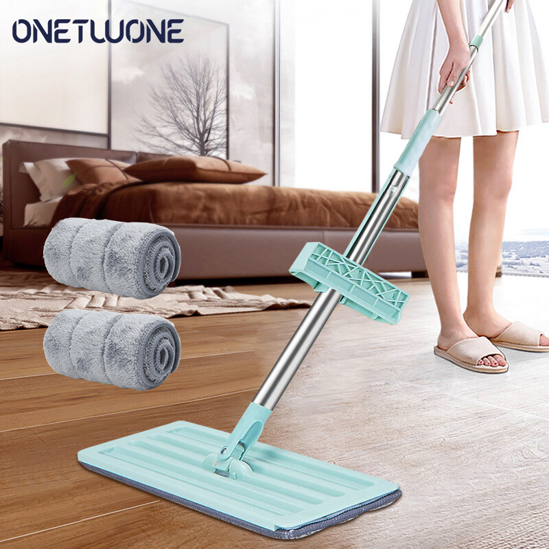 Onetwone 360 Magic Mop Floor Cleaning House Cleaner Microfiber Mop Squeeze Flat Mop 360 Rotation Spin Mop Wet Dry Floor Cleaning Tool ราคา 120 บาท*ส่งฟรี