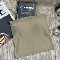 Maniyun Summer Ice Silk Camisole With Padded Square Neck Spaghetti Strap Cami Bra Top