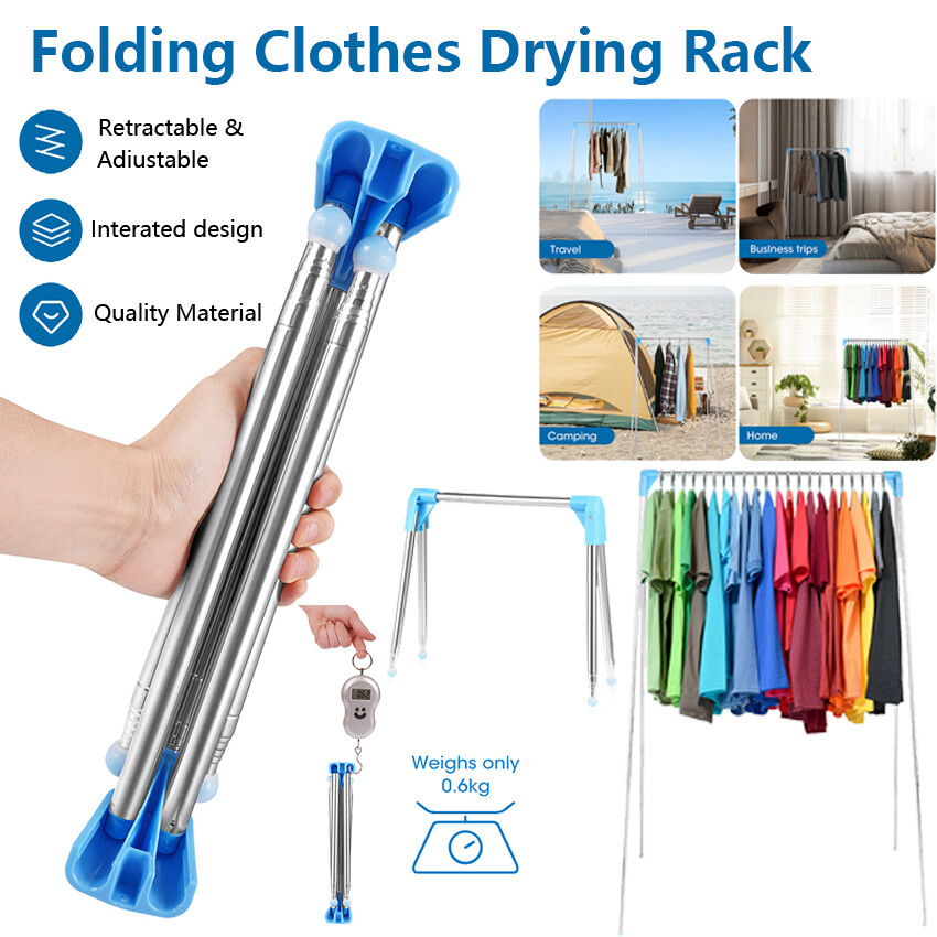 Portable Travel Garment Rack, 13-28inch Retractable Clothes Drying Rack, Collapsible Floor Stand Clothes Hanger, Clothes Rack for Home Laundry Camping Travel Outdoor ราคา 619 บาท*ส่งฟรี