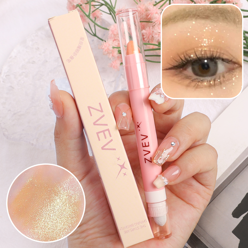 Phấn mắt với đầu cọ bọt biển long lanh bút ghi nhớ Pearlescent Matte sáng nằm tằm