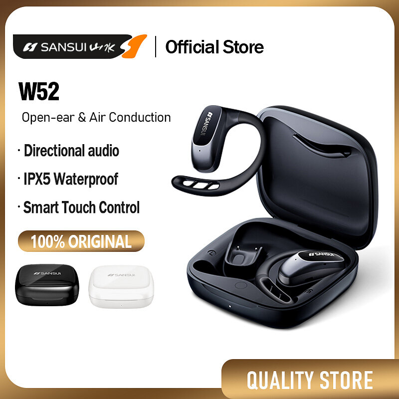 SANSUI W52 OWS Open-Ear Bluetooth Earphones | 30H Playtime Air Conduction Tech | Dual-Device | Sport Noise Cancelling | Snapdragon Calls ราคา 799 บาท*ส่งฟรี