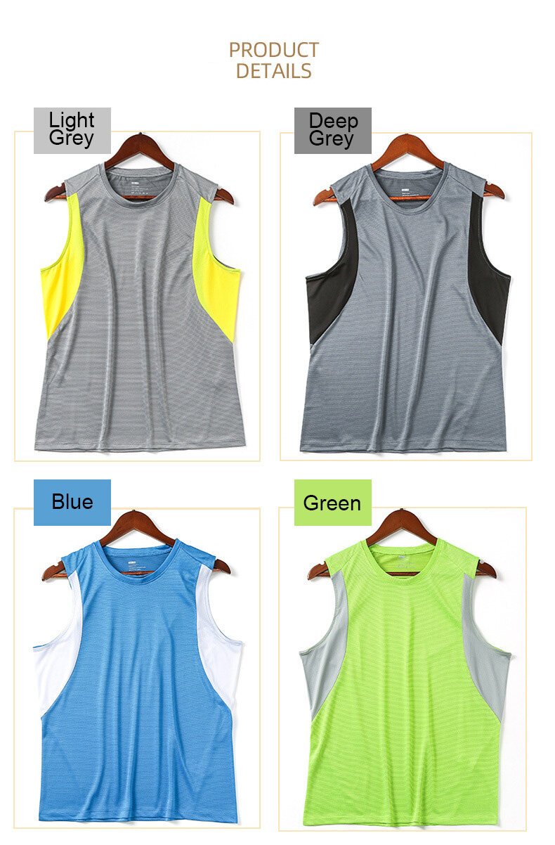 SUPERFLOWER Herren Sommer ärmelloses T-Shirt elastische Feuchtigkeitsaufnahme Sportfiess atmungsaktive Freizeitoberteile_voghion.com